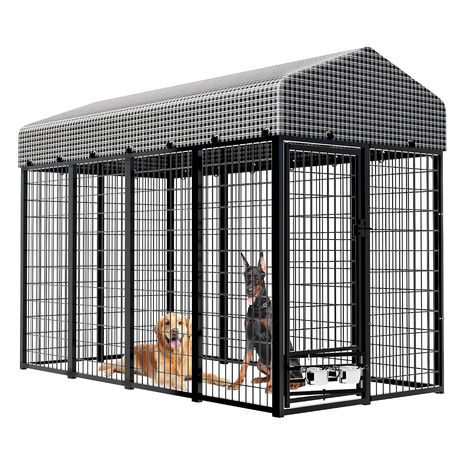 Feeding - Heavy-Duty Dog Kennel with Roof Outdoor