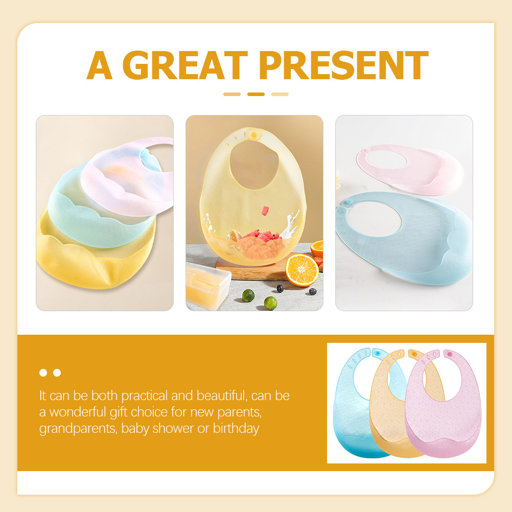 3Pcs Silicone Baby Bibs Soft F - đánh giá và giá Waterproof Baby Bibs Silicone